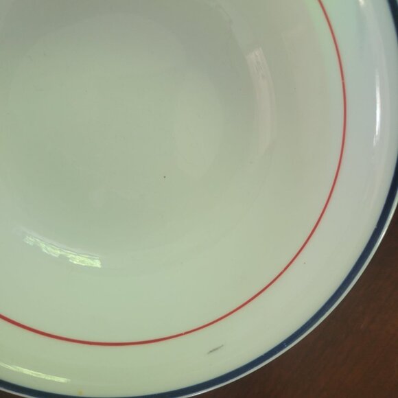 Set Of 3 Corelle Ceramic Bowls With Red & Blue Trim - Picture 3 of 5